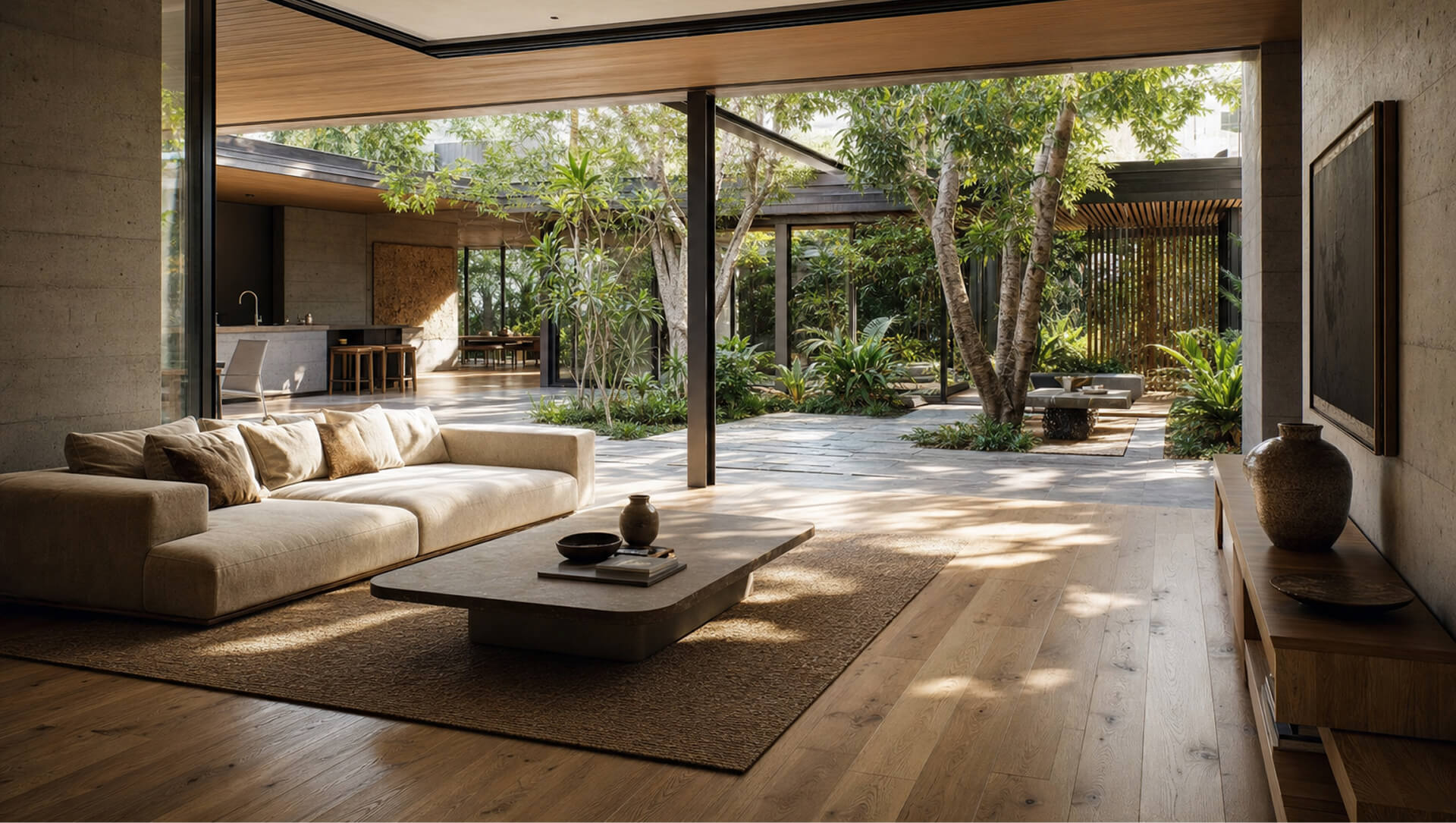 Contemporary interior featuring Vernay French oak flooring and architectural joinery
